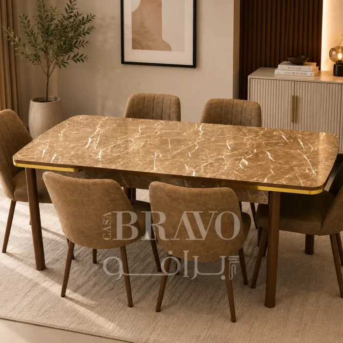 Space-Saver Extendable-  Dinning Table Set- 6-Chairs-Made in Turkey-Design 02