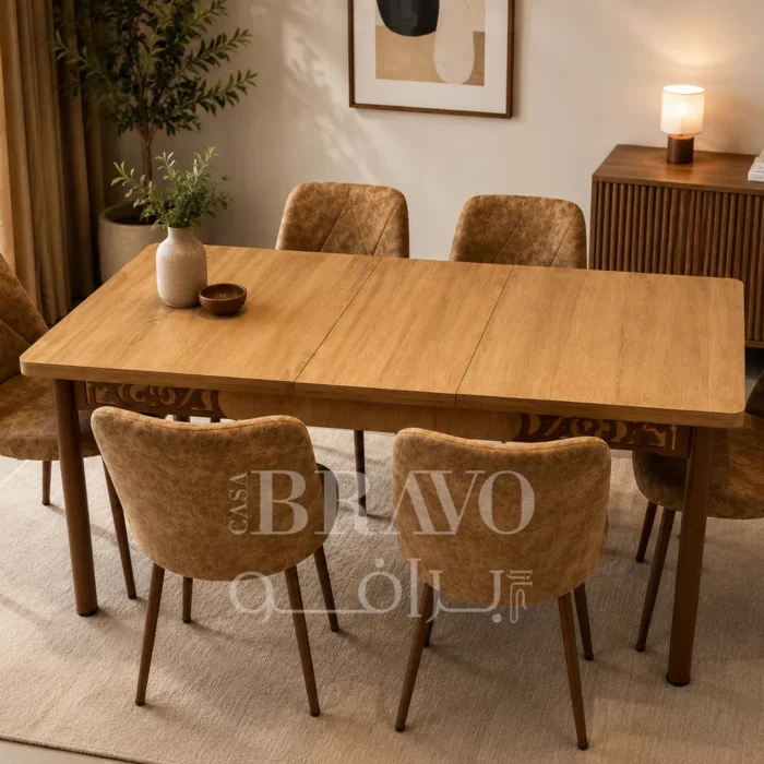 Space-Saver Extendable-  Dinning Table Set- 6-Chairs-Made in Turkey-Design 04