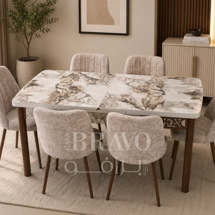 Space-Saver Extendable-  Dinning Table Set- 6-Chairs-Made in Turkey-Design 03