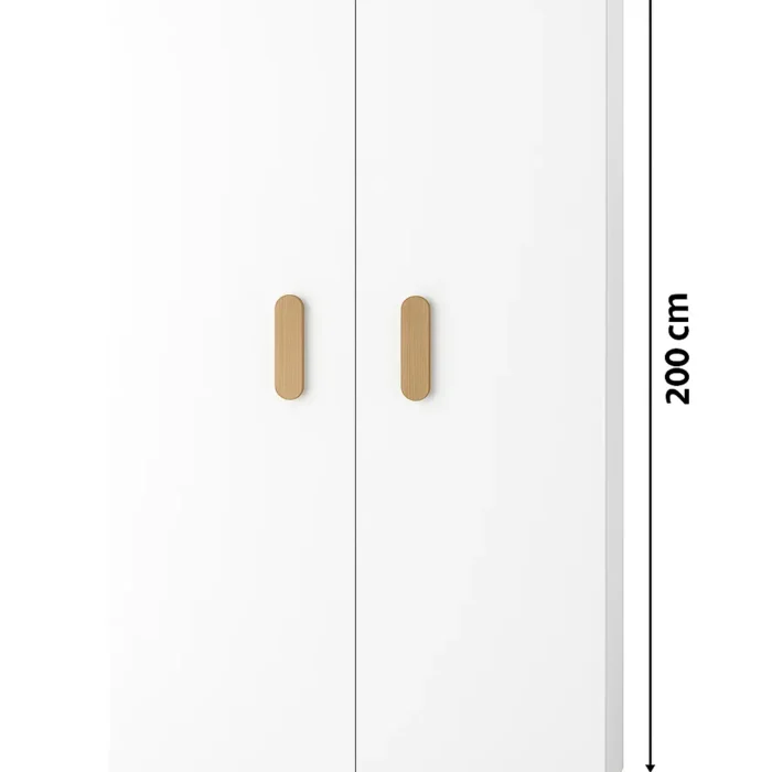 Modern 2-Door Wardrobe with Shelves & Hanging Space – White Finish Size L80*H200*D60 Cm
